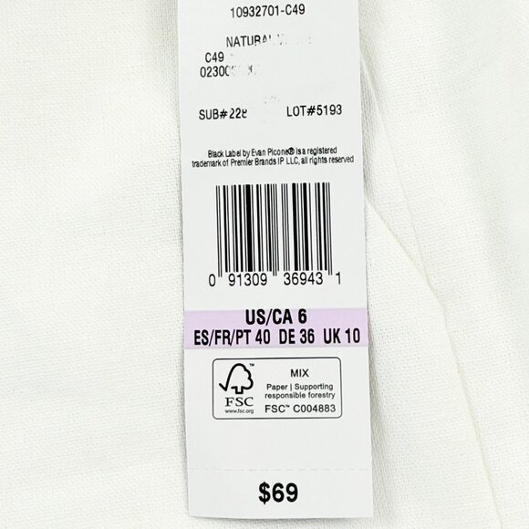 Black Label by Evan-Picone Women's Linen Blend Natural White Crop Pants Sz 6 NWT - Picture 6 of 11